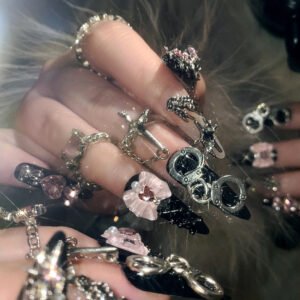 Handmade Black Nail Art Wearable Nail Stickers